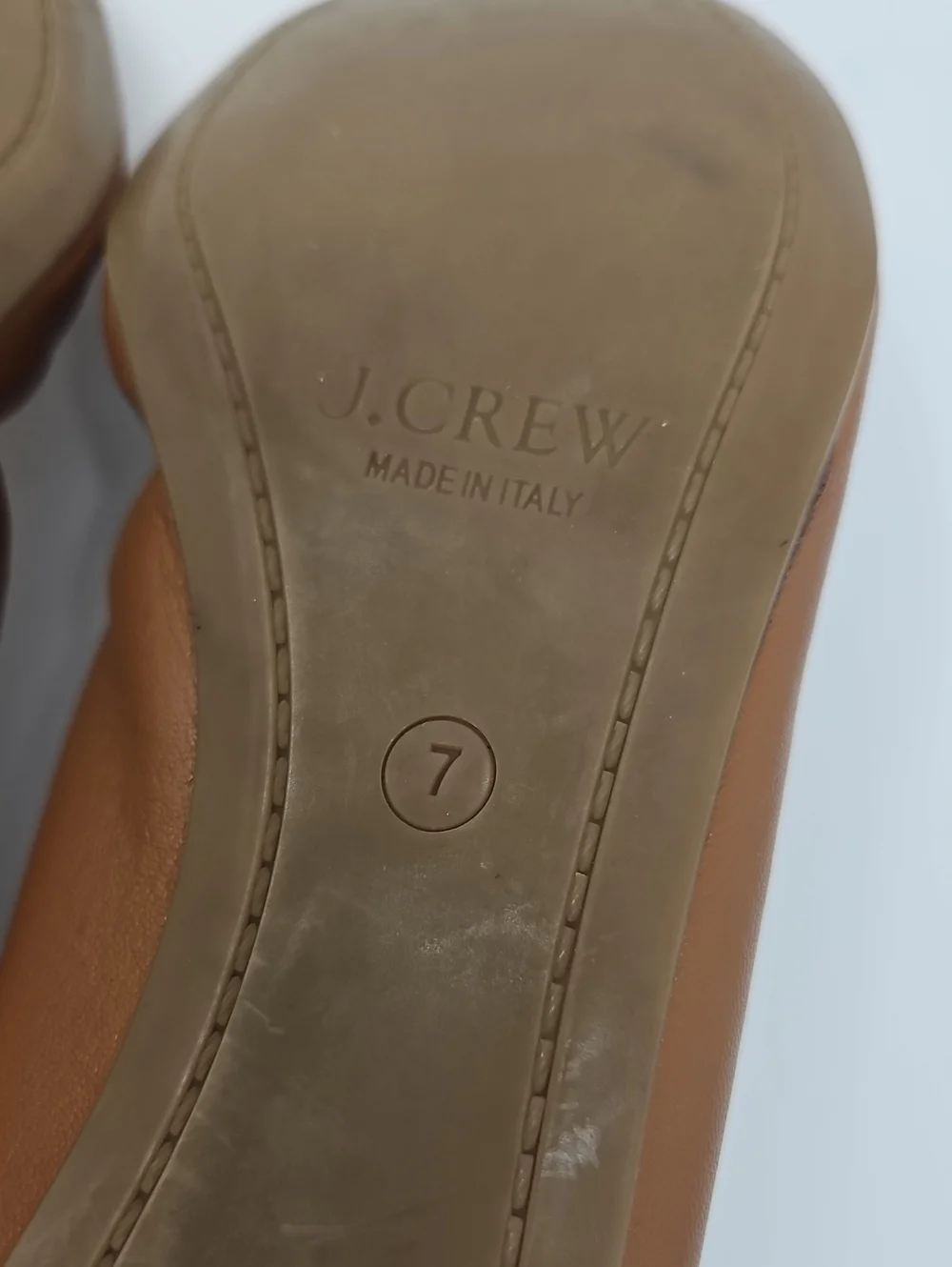 J. Crew Made In Italy Leather Tan Ballet Flats Women's 7 Comfort Minimalist